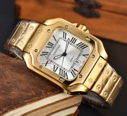 Cartier Santos Gold And White Dial