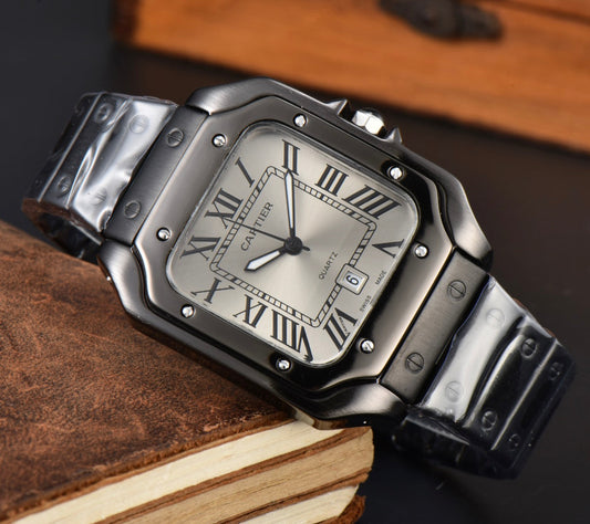 Cartier Santos Black And Grey Dial