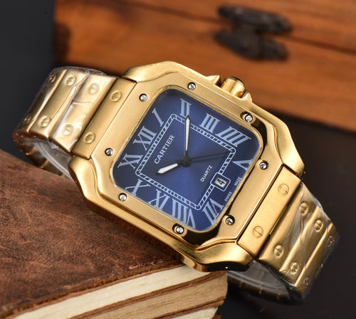Cartier Santos Gold And Blue Dial
