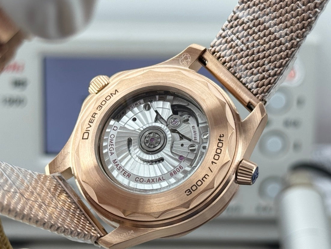 Omega Seamaster Diver 300M Bronze Gold Mesh Bracelet