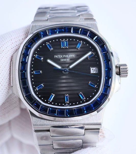 Patek Philippe Nautilus Black Dial Blue Ruby