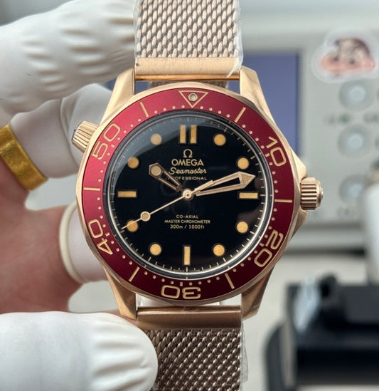 Omega Seamaster Diver 300M Bronze Gold Mesh Bracelet