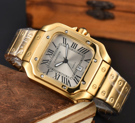 Cartier Santos Gold And Grey Dial